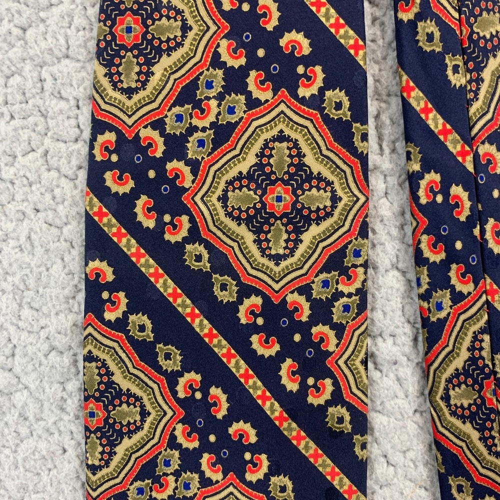 BRIONI Abstract Tonal Stripe Red & Blue 100% Satin Silk X-Long Tie 61 x 3 1/2